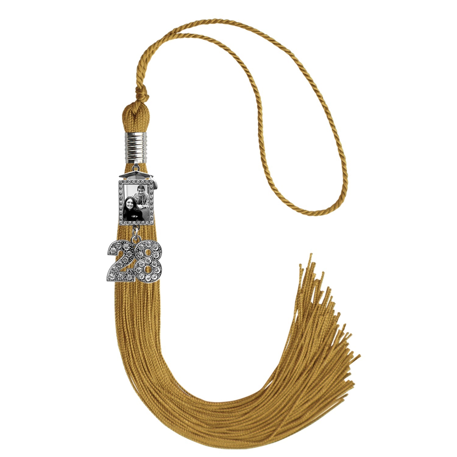 Antique Gold Tassel with Photo Frame Charm and Bling Charm - Endea Graduation