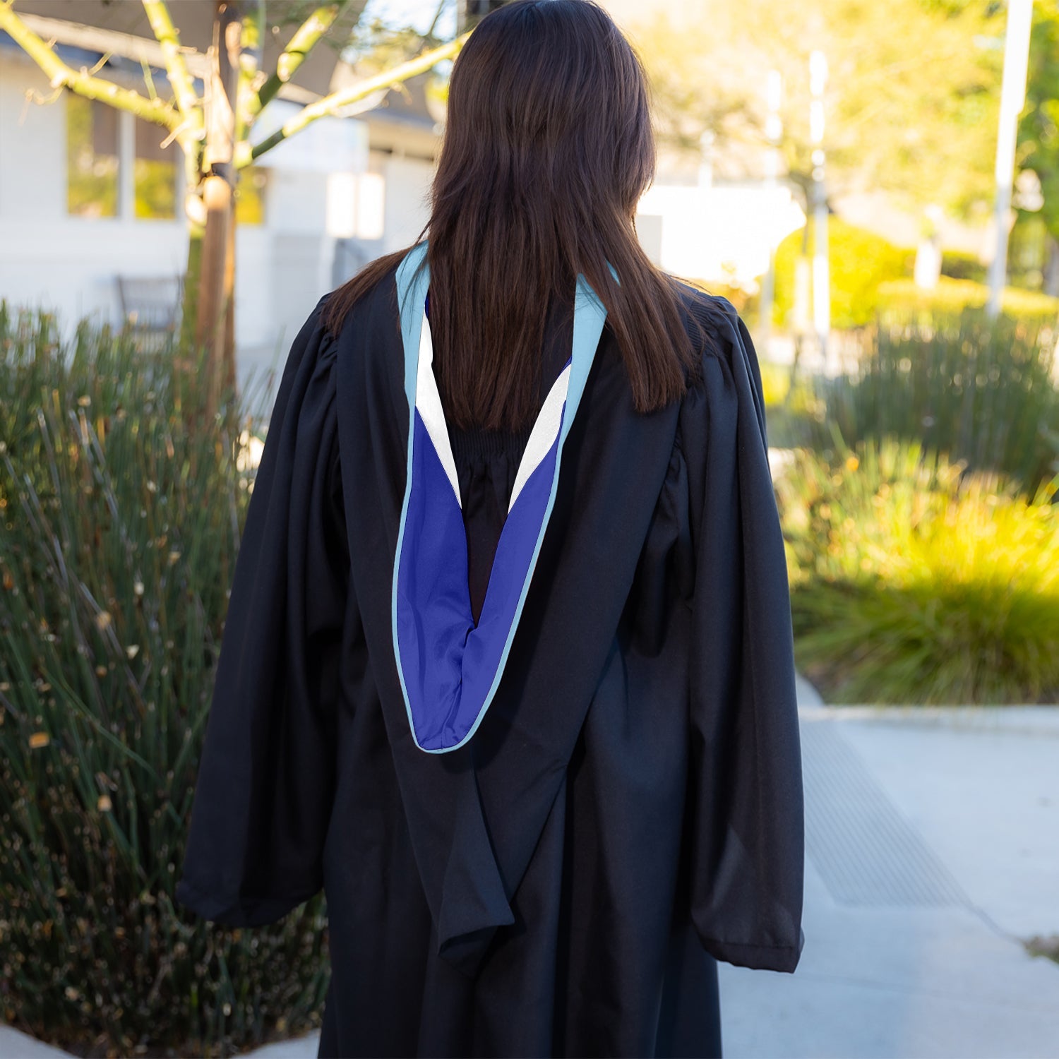 Bachelors Hood For Education, Counseling & Guidance, Arts in Education - Light Blue/Royal Blue/White - Endea Graduation