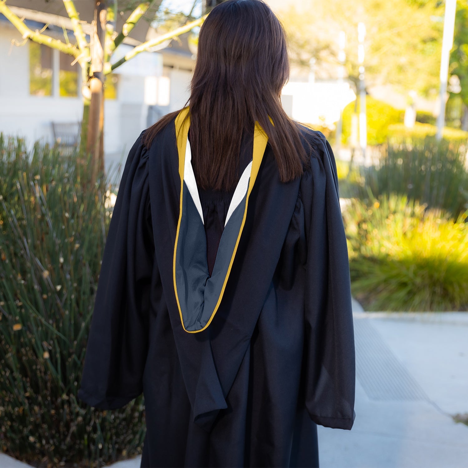 Bachelors Hood For Science, Mathematics, Political Science - Gold/Navy Blue/White - Endea Graduation