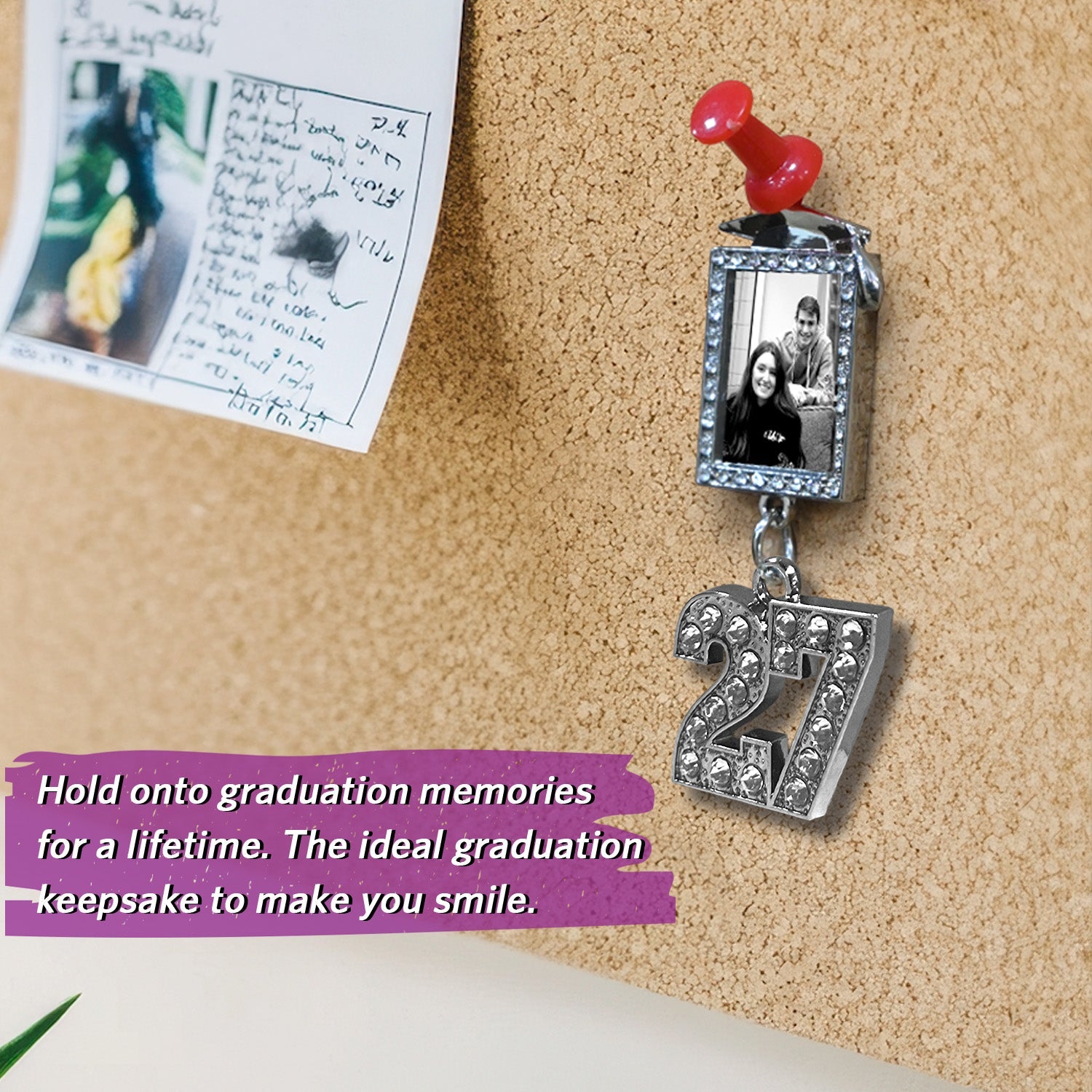 Black/Gold Tassel with Photo Frame Charm and Bling Charm - Endea Graduation