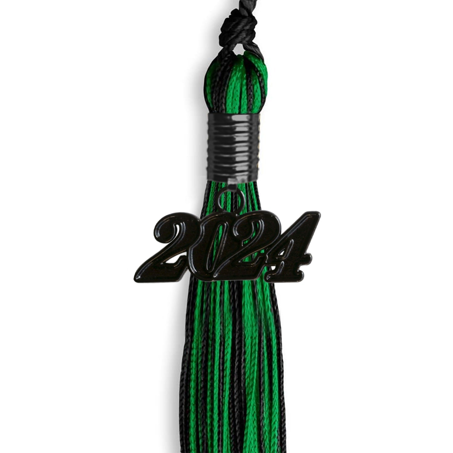 Black/Green Mixed Color Graduation Tassel with Black Date Drop - Endea Graduation