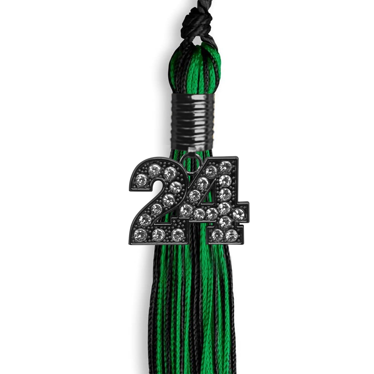 Black/Green Mixed Color Graduation Tassel with Black Date Drop - Endea Graduation