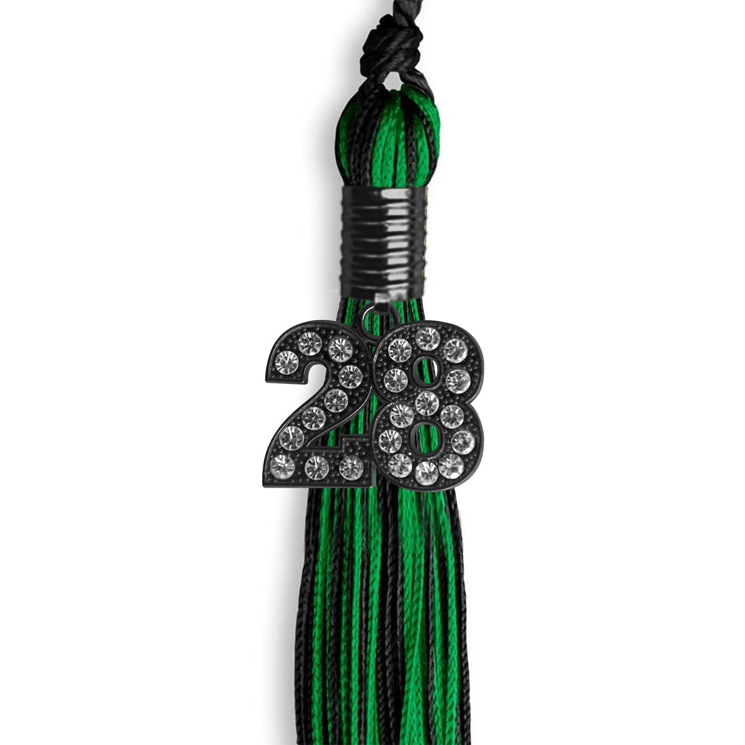 Black/Green Mixed Color Graduation Tassel with Black Date Drop - Endea Graduation
