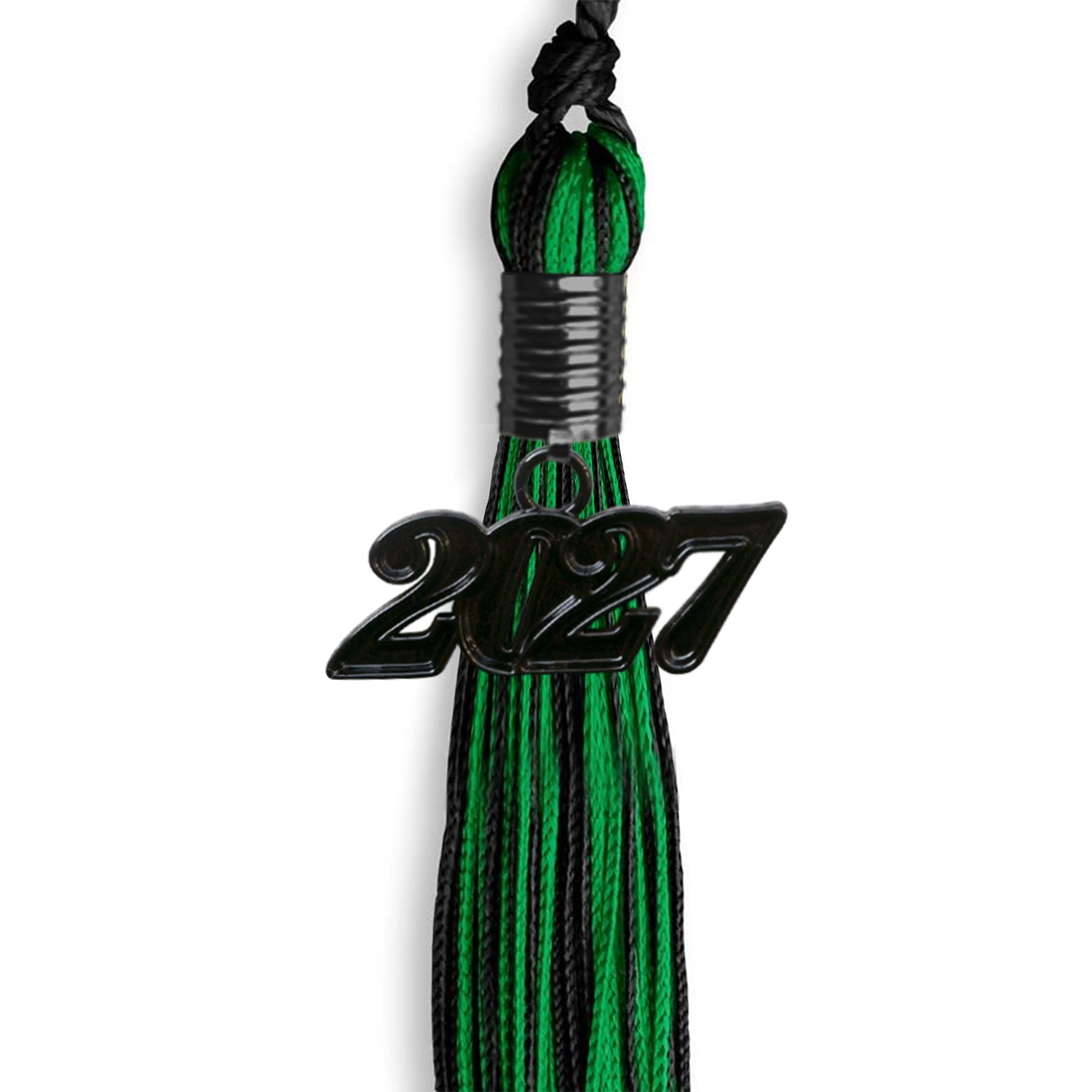 Black/Green Mixed Color Graduation Tassel with Black Date Drop - Endea Graduation