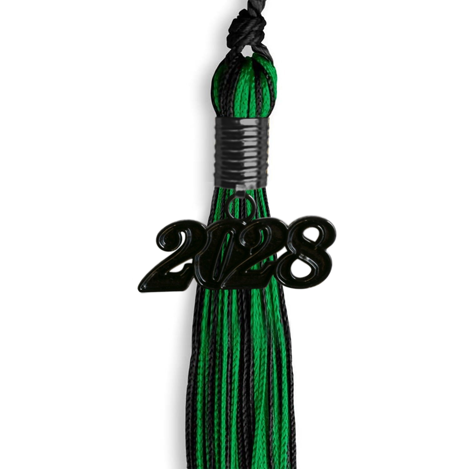 Black/Green Mixed Color Graduation Tassel with Black Date Drop - Endea Graduation