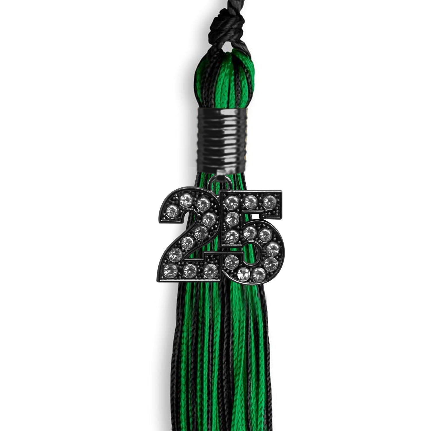 Black/Green Mixed Color Graduation Tassel with Black Date Drop - Endea Graduation