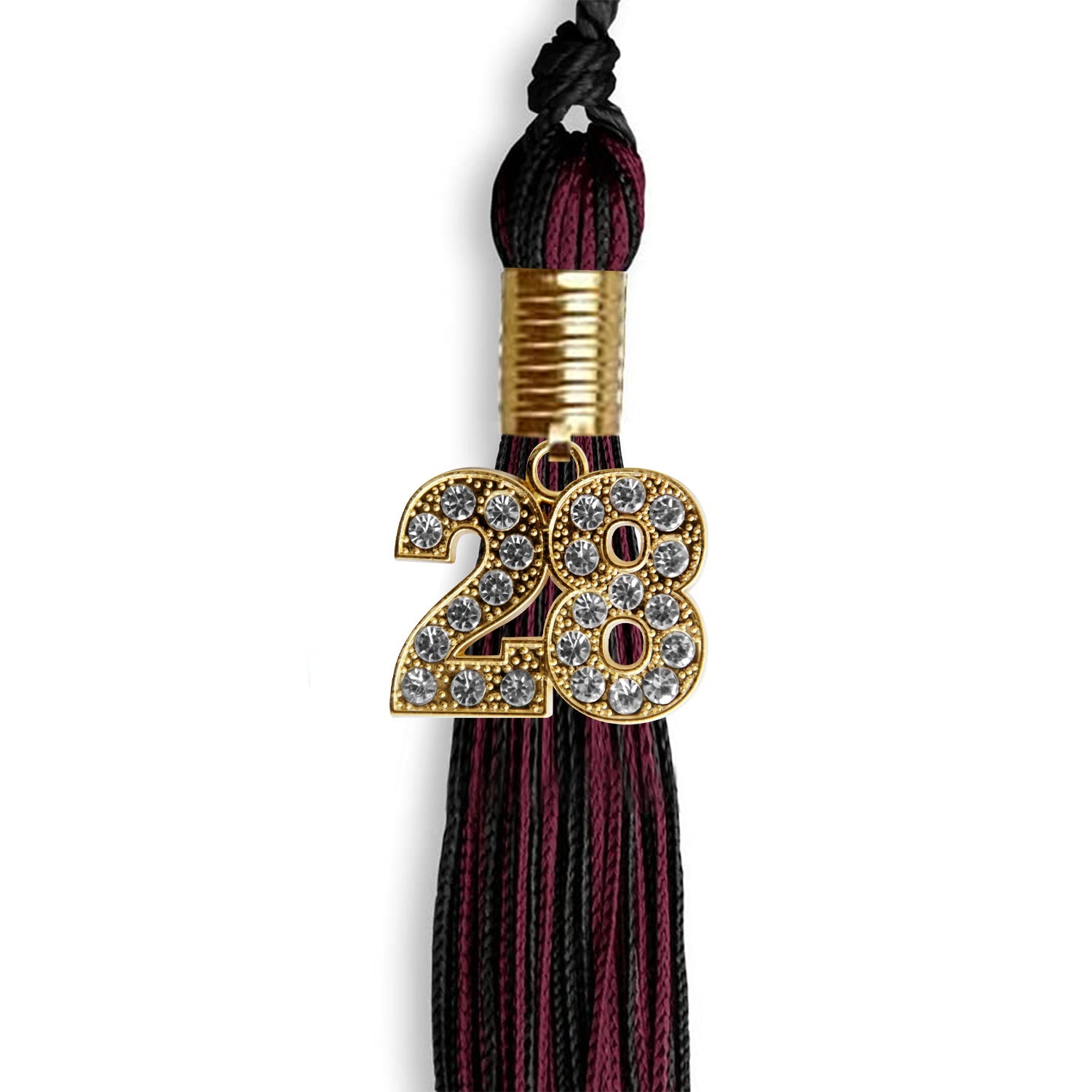 Black/Maroon Mixed Color Graduation Tassel with Gold Date Drop - Endea Graduation