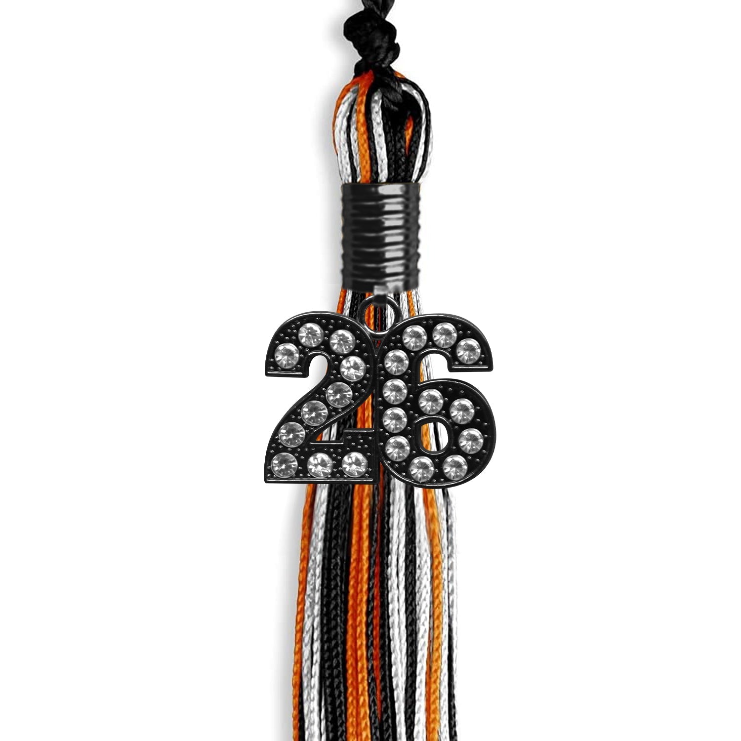 Black/Orange/White Mixed Color Graduation Tassel with Black Date Drop - Endea Graduation