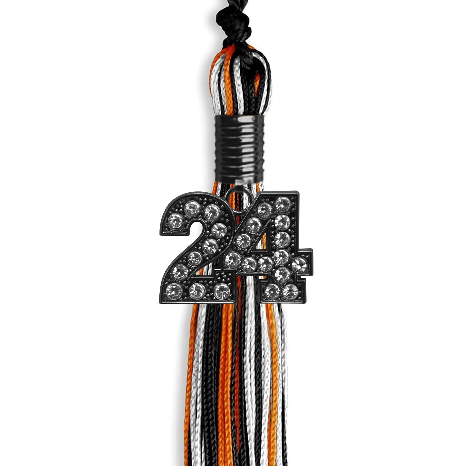Black/Orange/White Mixed Color Graduation Tassel with Black Date Drop - Endea Graduation
