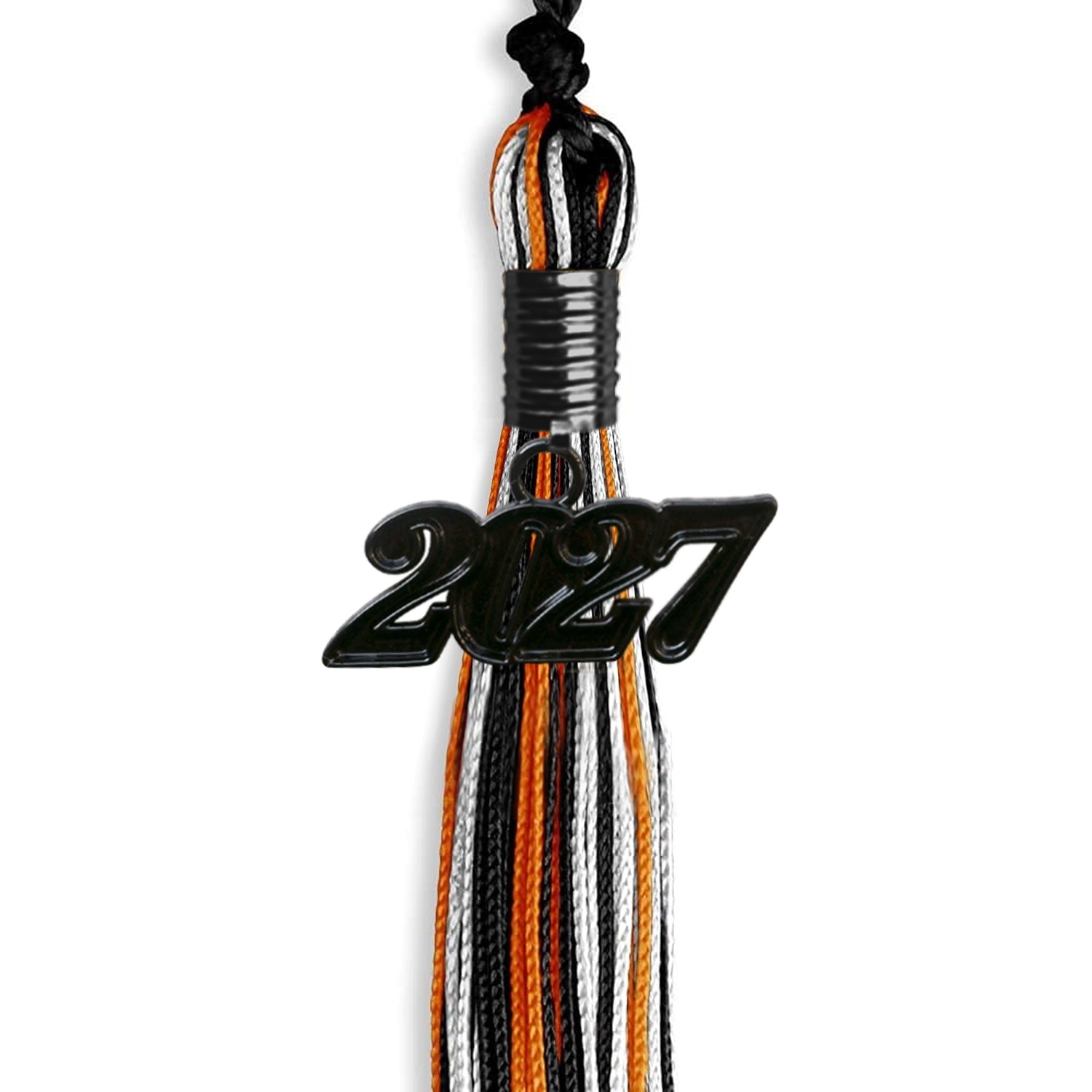 Black/Orange/White Mixed Color Graduation Tassel with Black Date Drop - Endea Graduation