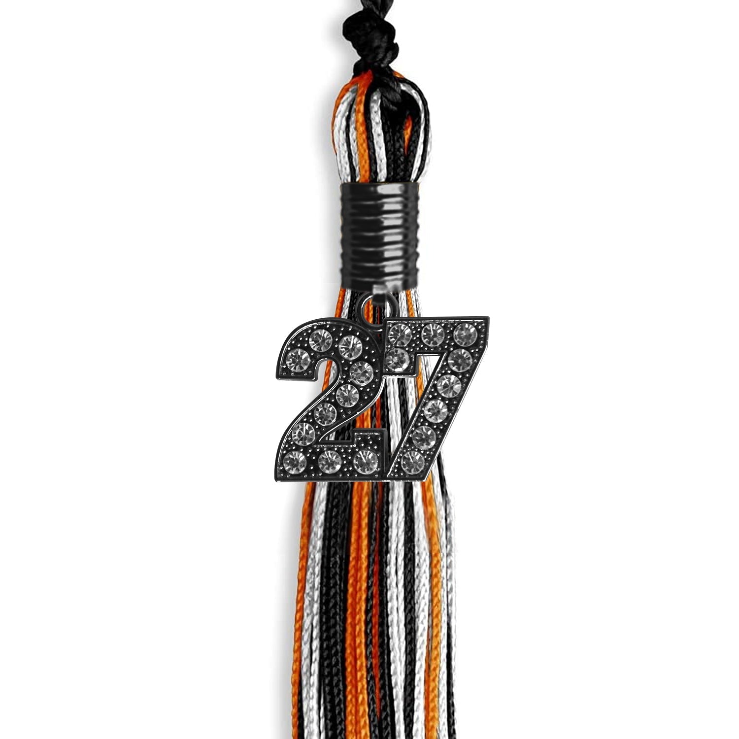Black/Orange/White Mixed Color Graduation Tassel with Black Date Drop - Endea Graduation