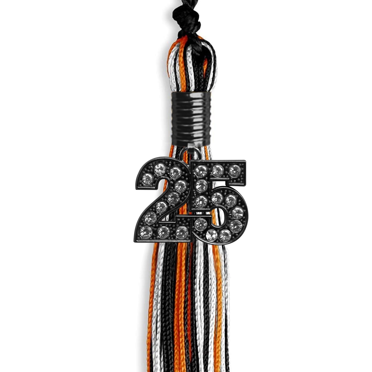 Black/Orange/White Mixed Color Graduation Tassel with Black Date Drop - Endea Graduation