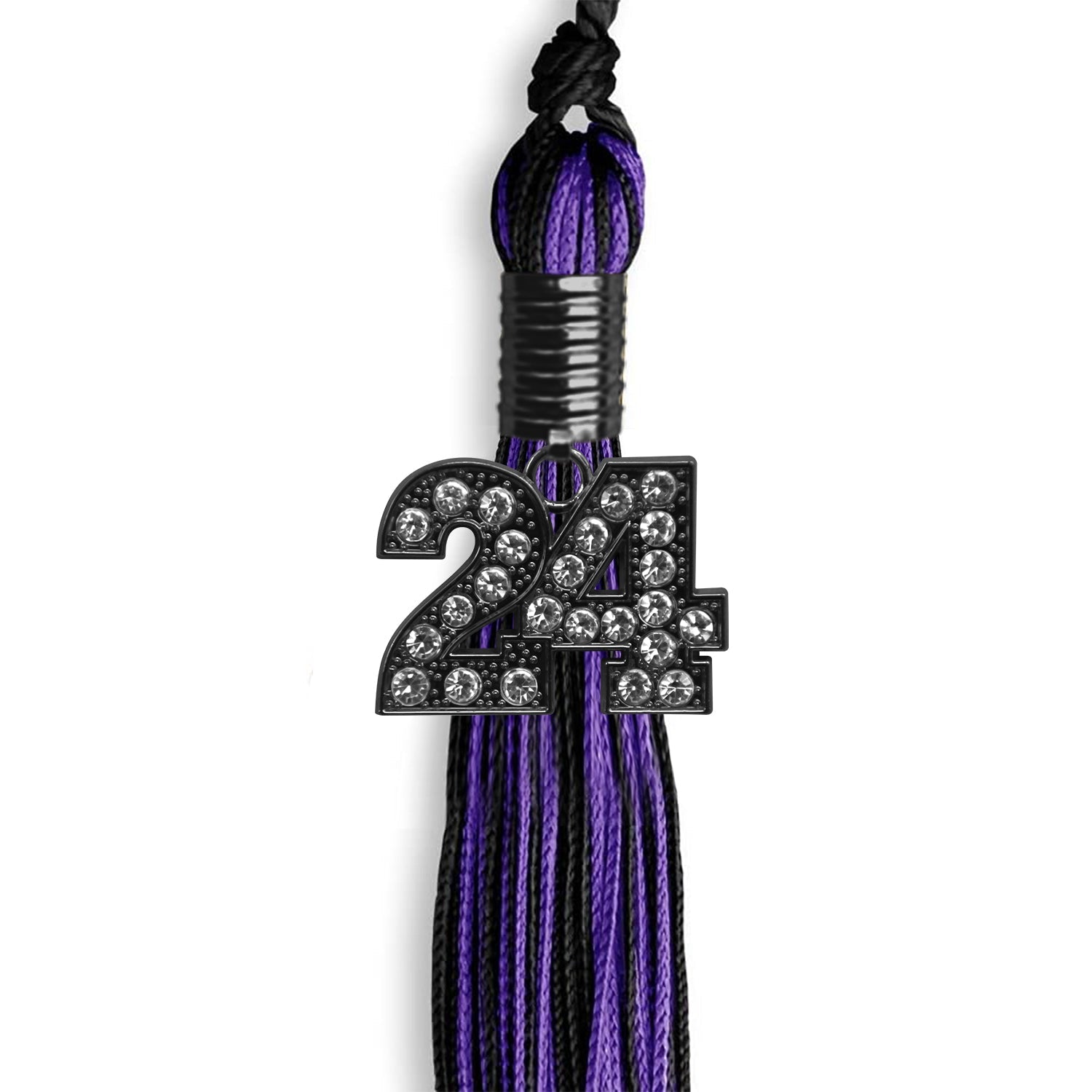 Black/Purple Mixed Color Graduation Tassel with Black Date Drop - Endea Graduation