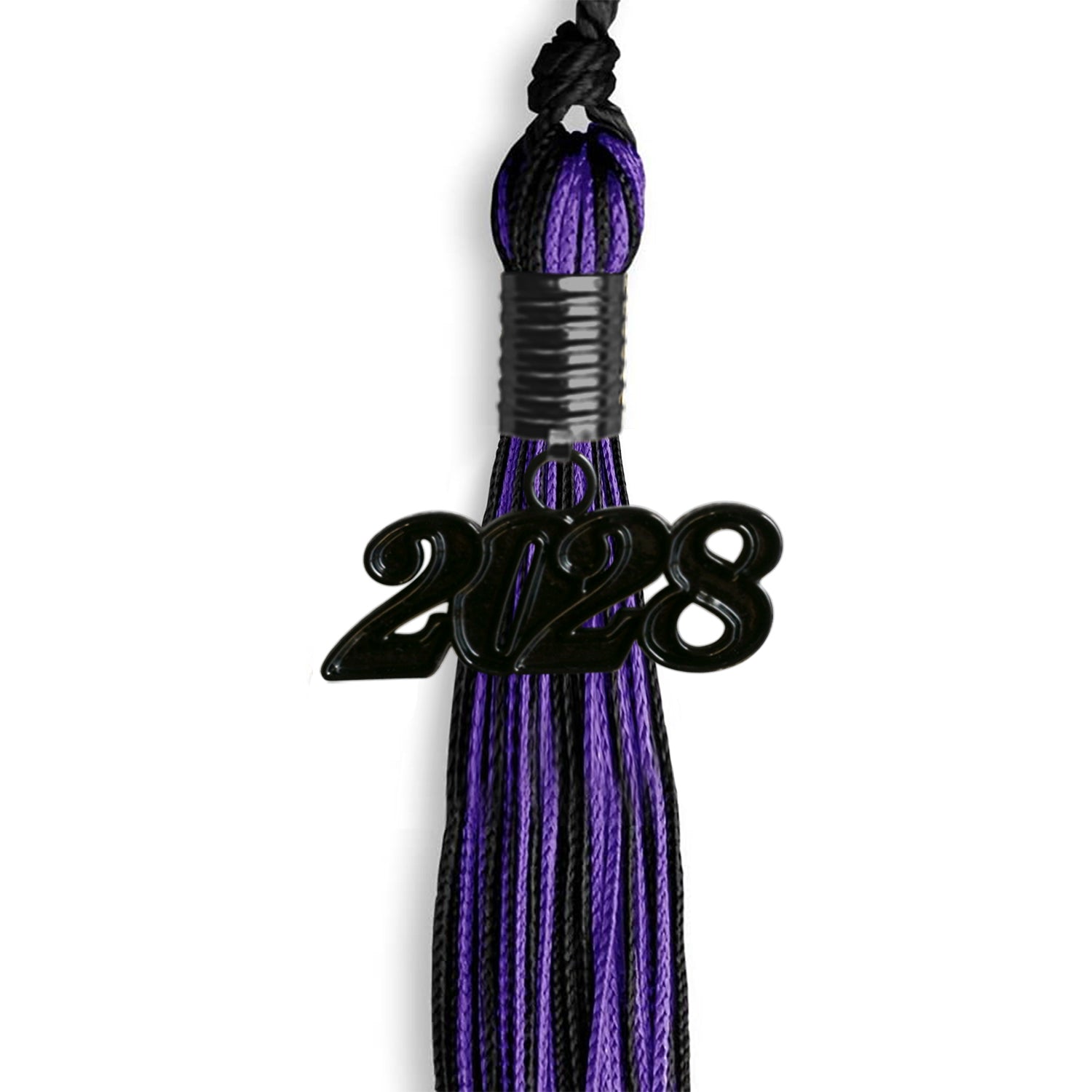 Black/Purple Mixed Color Graduation Tassel with Black Date Drop - Endea Graduation