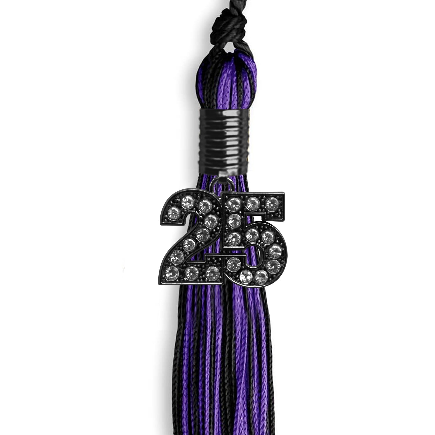 Black/Purple Mixed Color Graduation Tassel with Black Date Drop - Endea Graduation