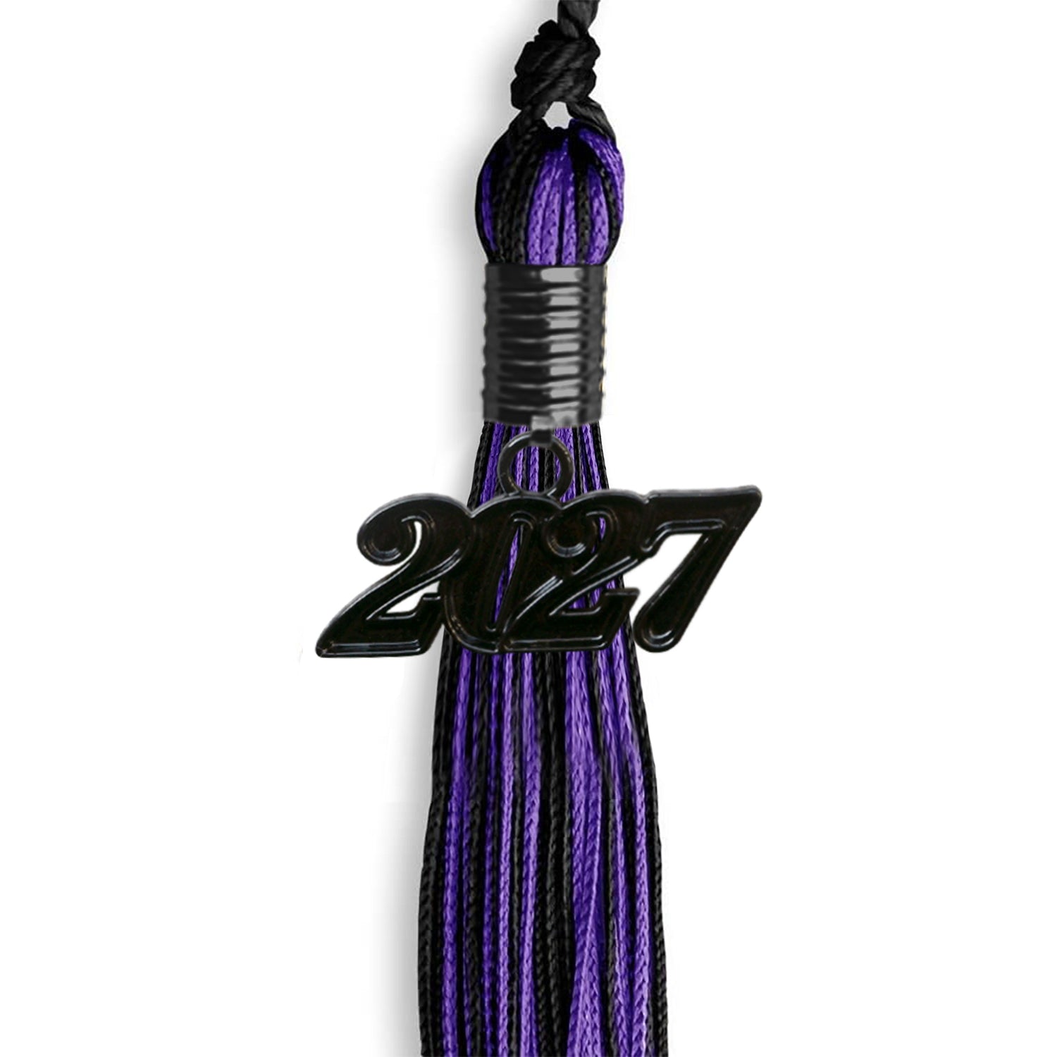 Black/Purple Mixed Color Graduation Tassel with Black Date Drop - Endea Graduation