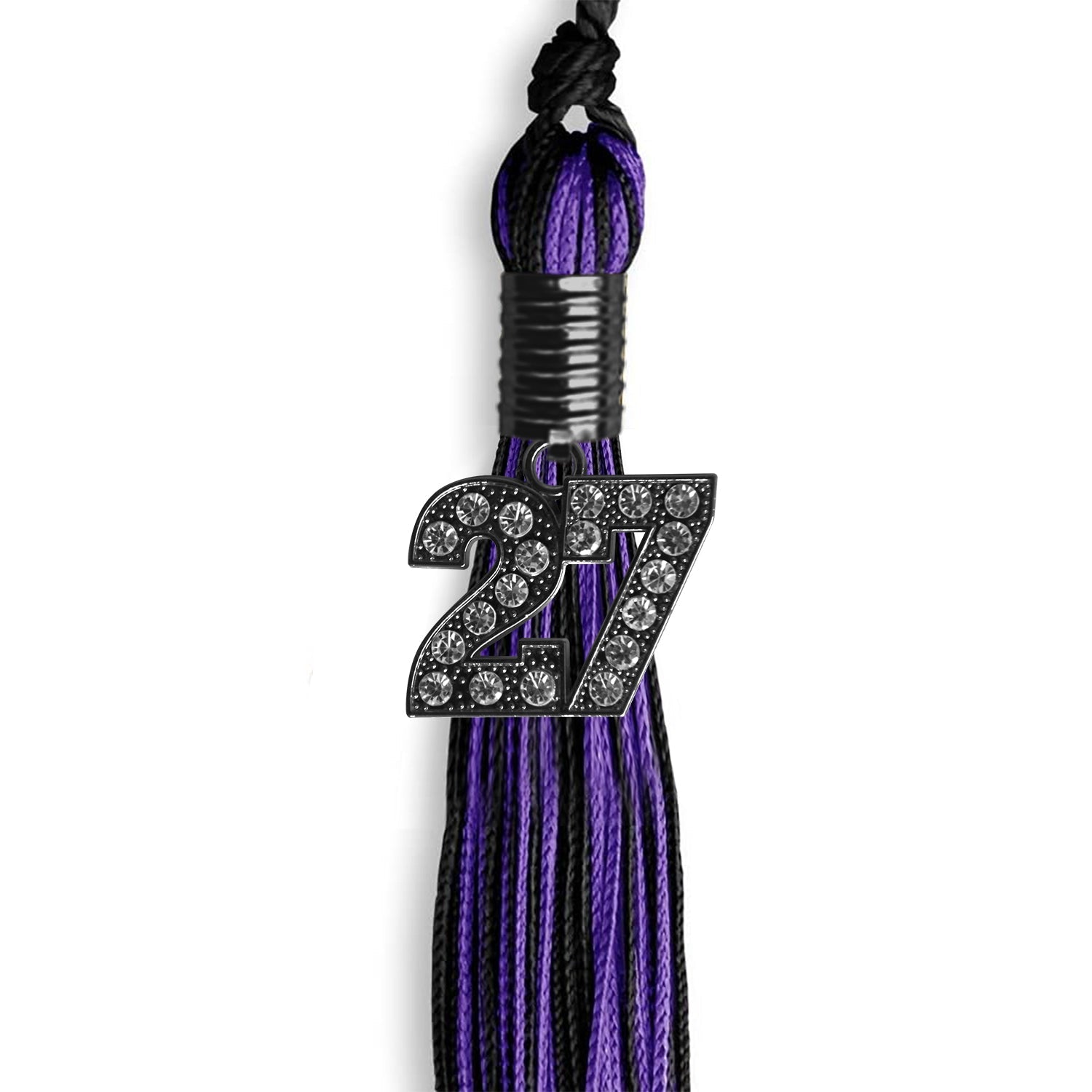Black/Purple Mixed Color Graduation Tassel with Black Date Drop - Endea Graduation