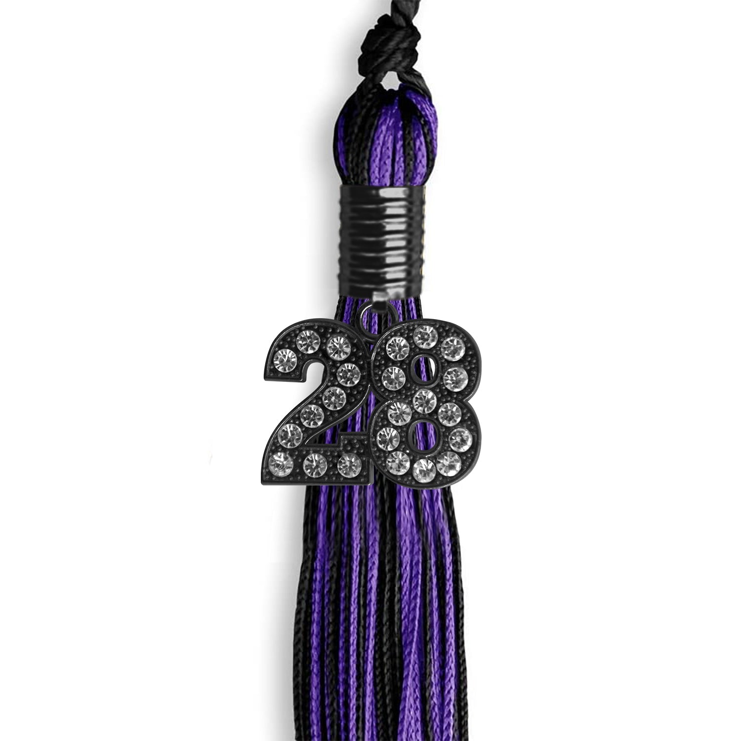 Black/Purple Mixed Color Graduation Tassel with Black Date Drop - Endea Graduation