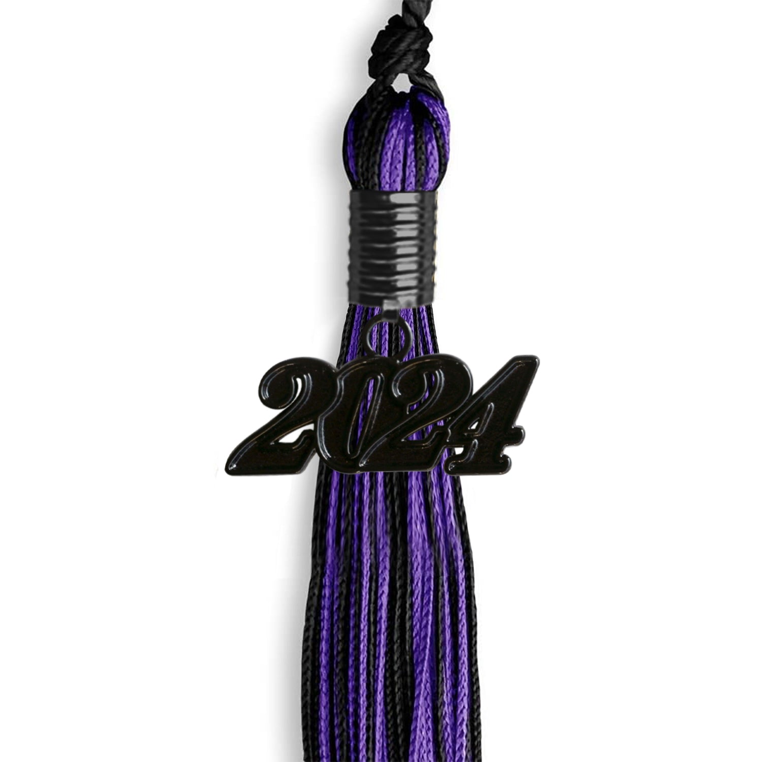 Black/Purple Mixed Color Graduation Tassel with Black Date Drop - Endea Graduation