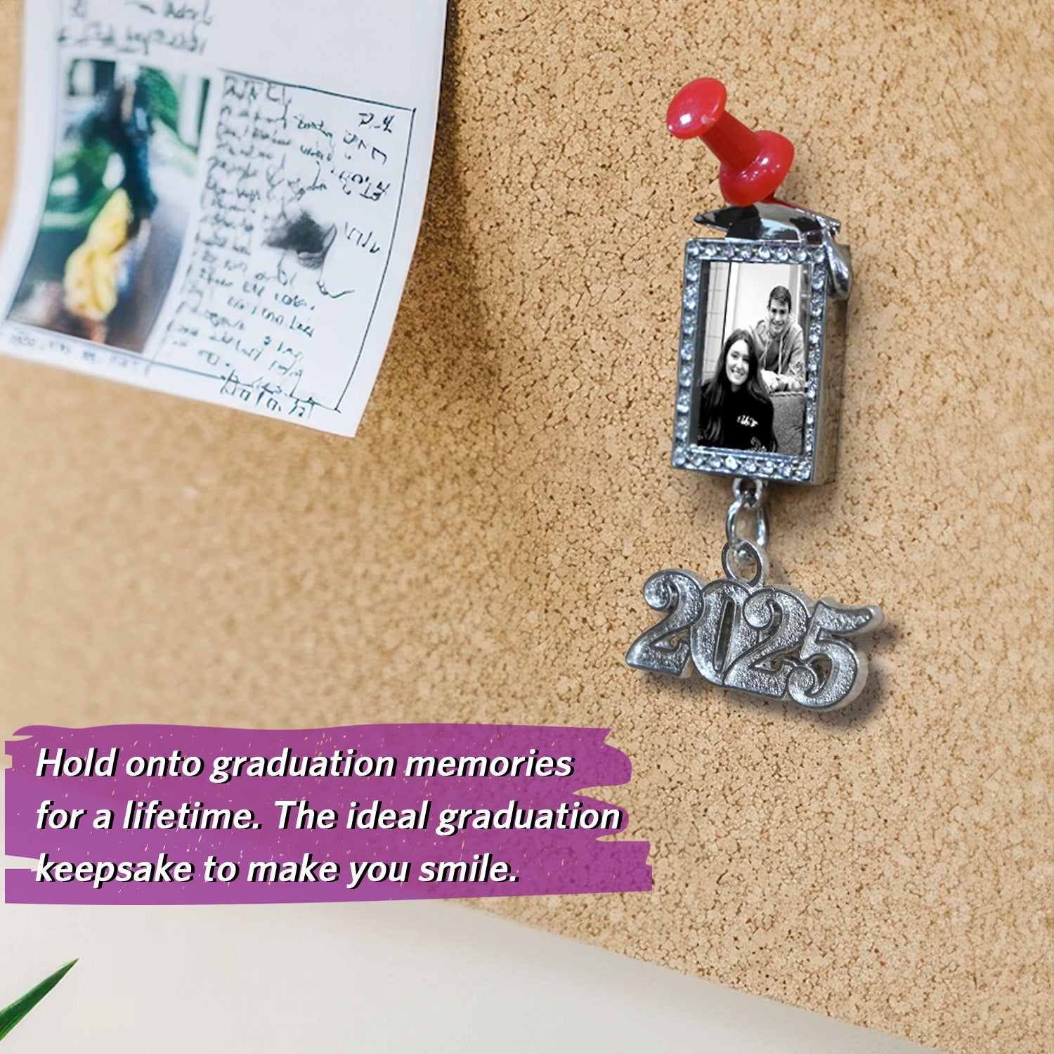 Black/Silver Tassel with Photo Frame Charm and Year Date Drop - Endea Graduation