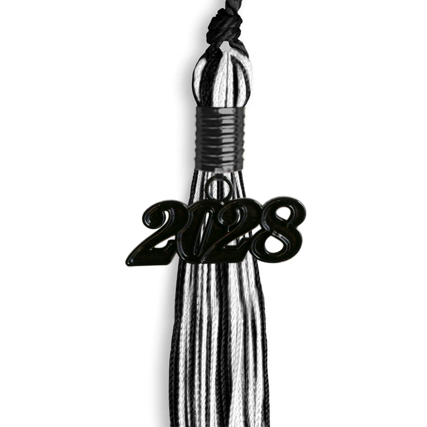 Black/White Mixed Color Graduation Tassel with Black Date Drop - Endea Graduation