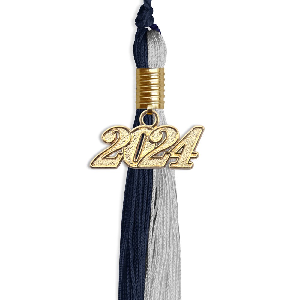 Dark Navy Blue/Grey Graduation Tassel with Gold Date Drop - Endea Graduation