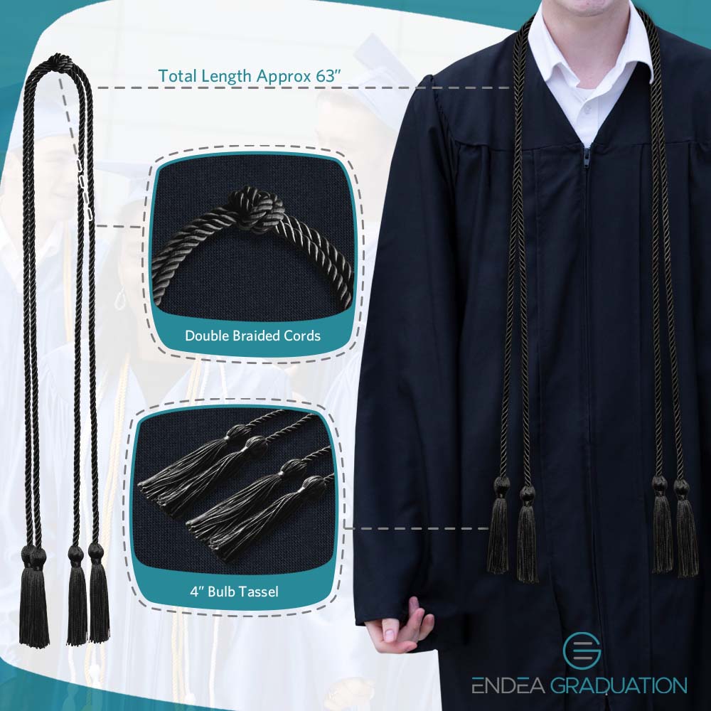 Double Graduation Honor Cord Black - Endea Graduation