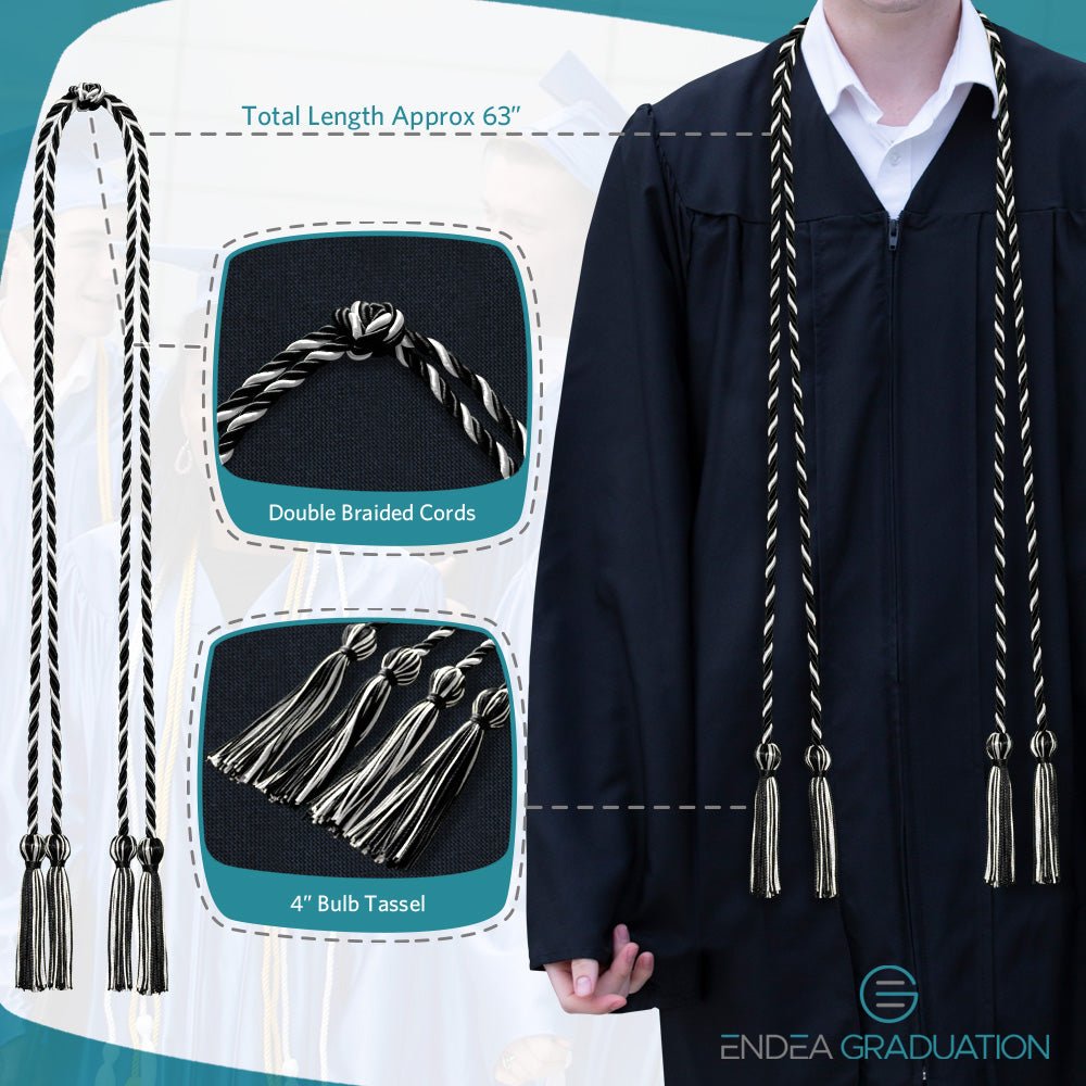 Double Graduation Honor Cord Black/White - Endea Graduation