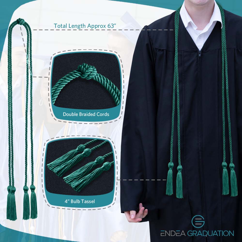 Double Graduation Honor Cord Emerald Green - Endea Graduation