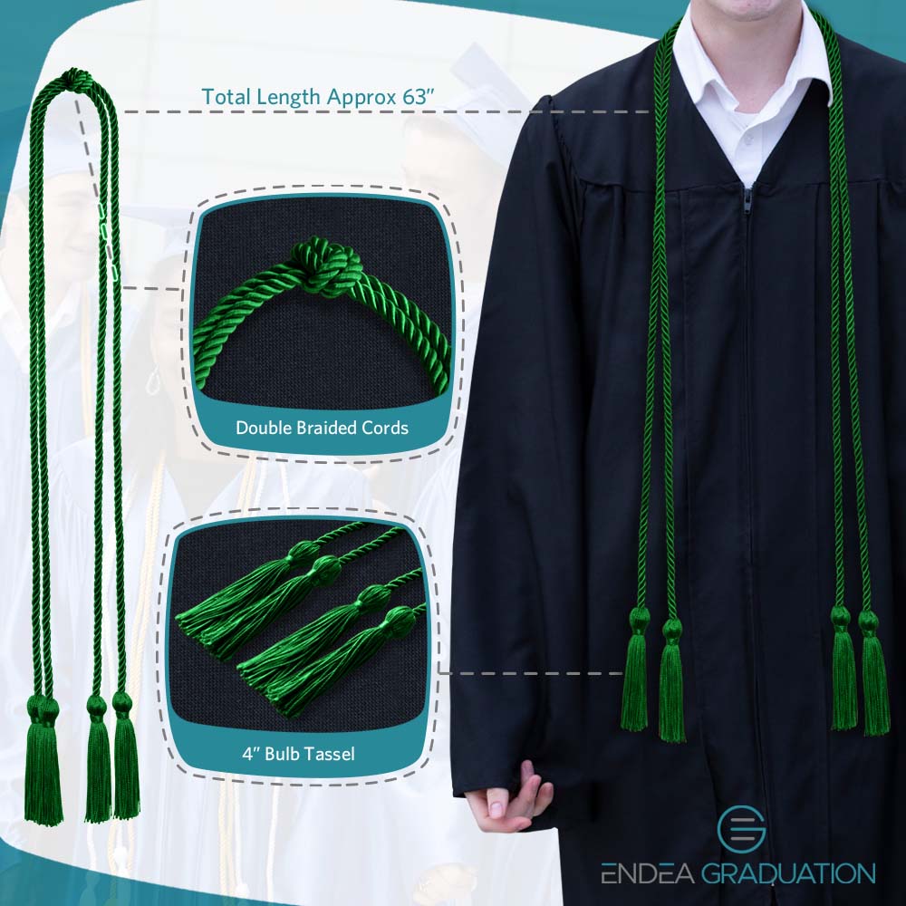 Double Graduation Honor Cord Green - Endea Graduation