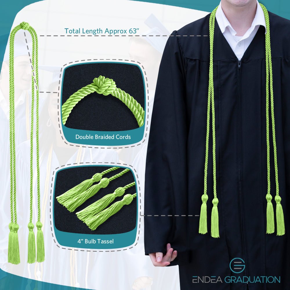 Double Graduation Honor Cord Lime Green - Endea Graduation