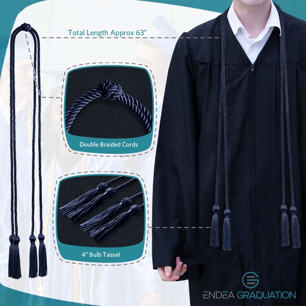 Double Graduation Honor Cord Navy Blue - Endea Graduation