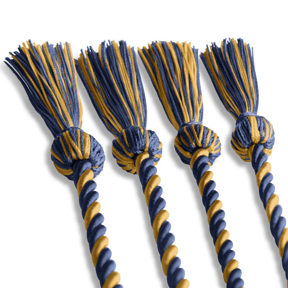Double Graduation Honor Cord Navy Blue/Antique Gold - Endea Graduation