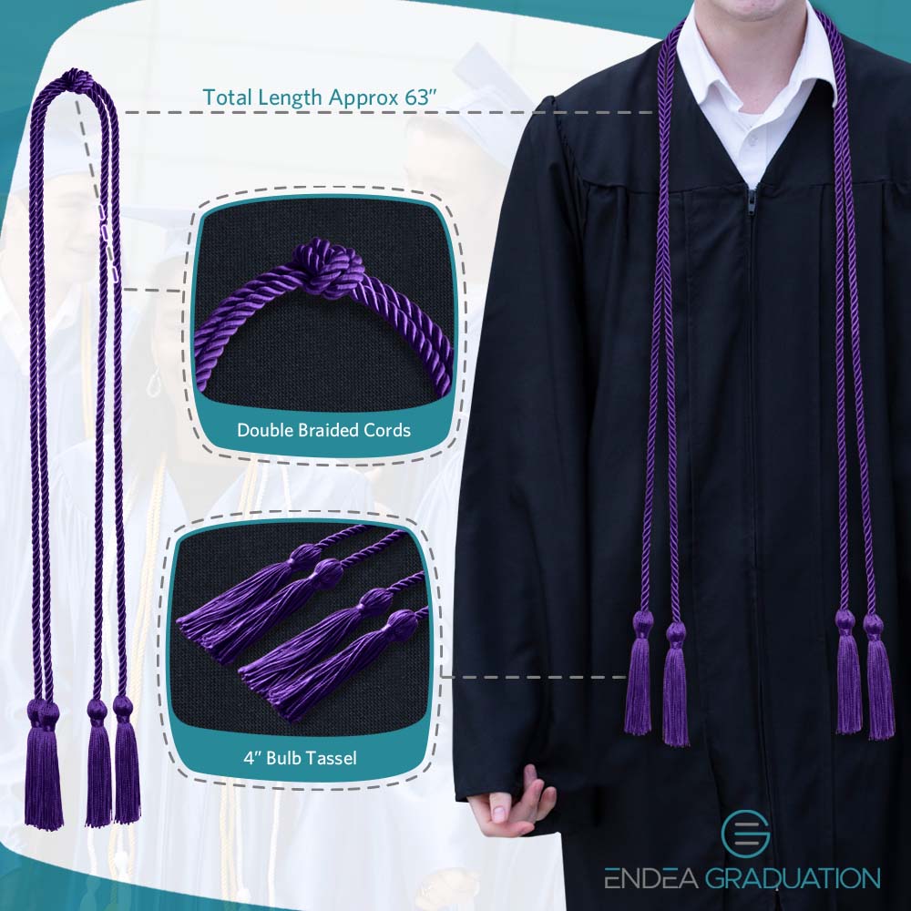 Double Graduation Honor Cord Purple - Endea Graduation