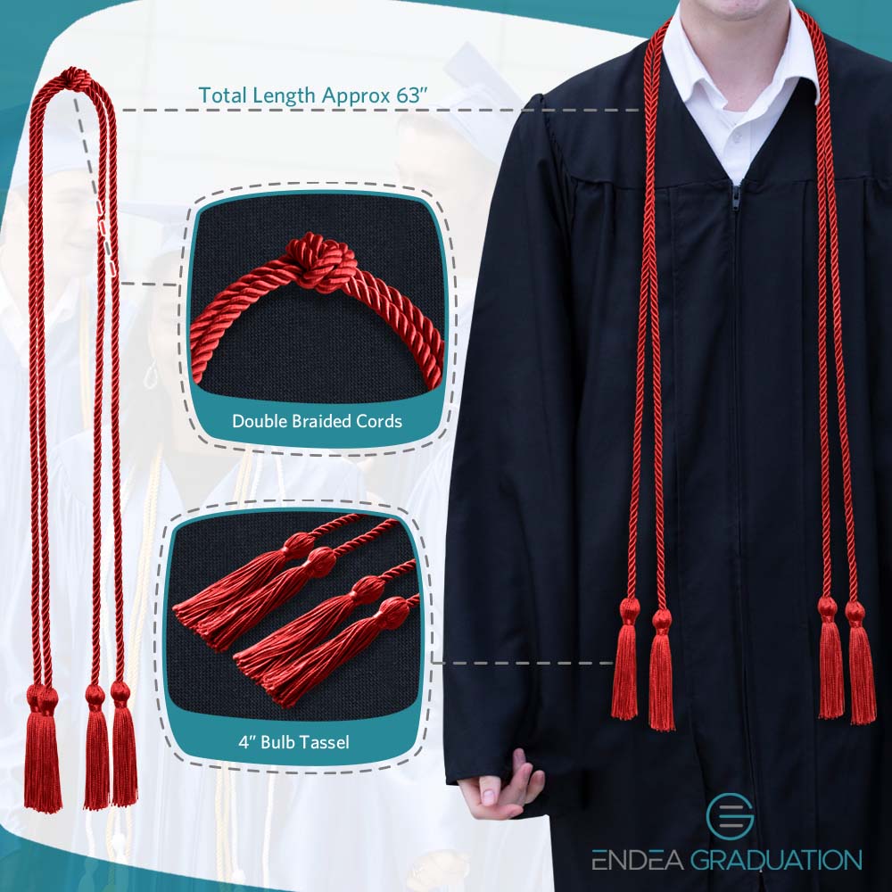 Double Graduation Honor Cord Red - Endea Graduation