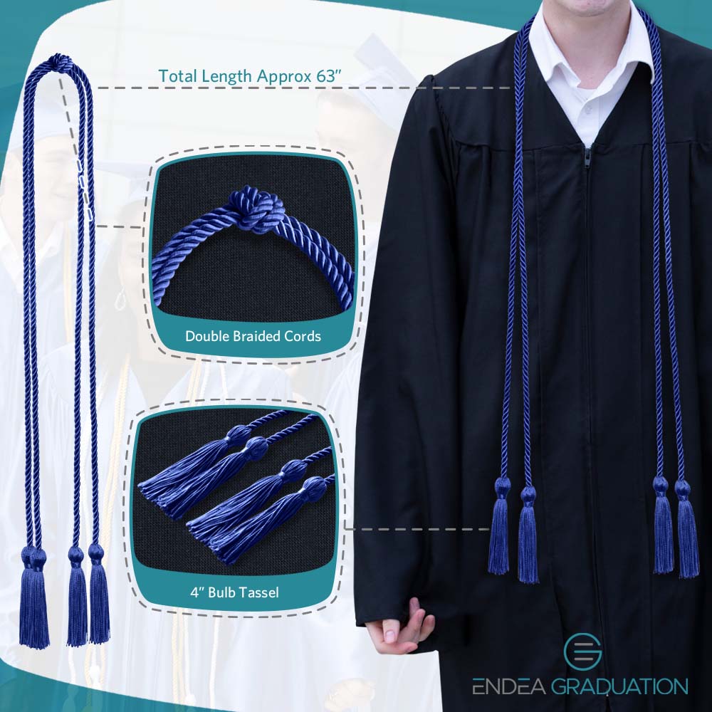 Double Graduation Honor Cord Royal Blue - Endea Graduation