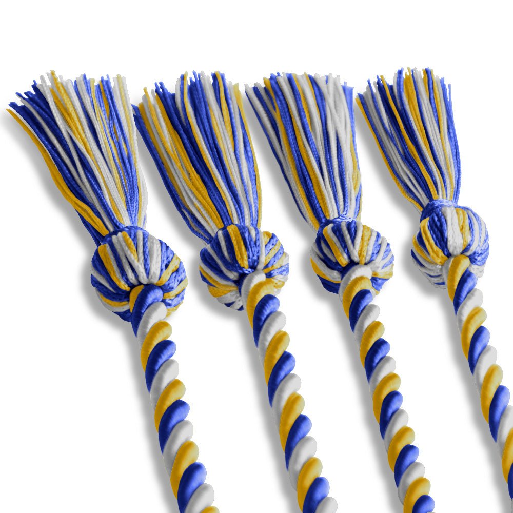Double Graduation Honor Cord Royal Blue/Gold/White - Endea Graduation