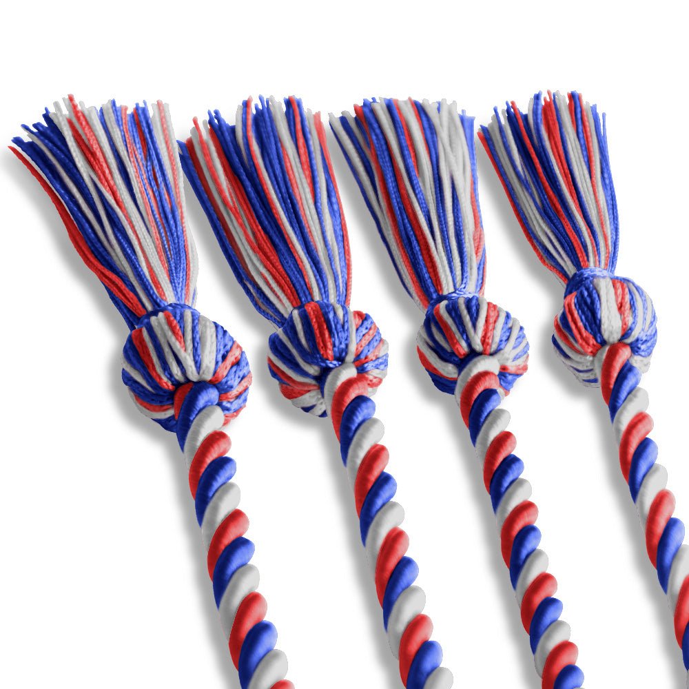 Double Graduation Honor Cord Royal Blue/Red/White - Endea Graduation