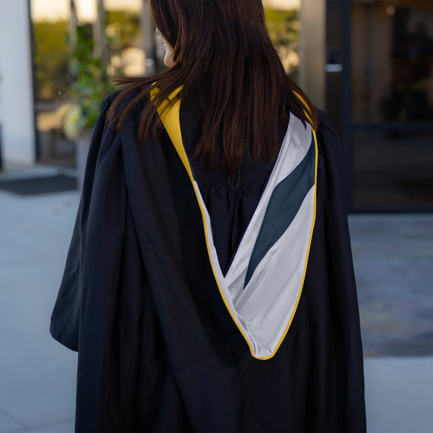Masters Hood For Science, Mathematics, Political Science - Gold/Silver/Navy Blue - Endea Graduation