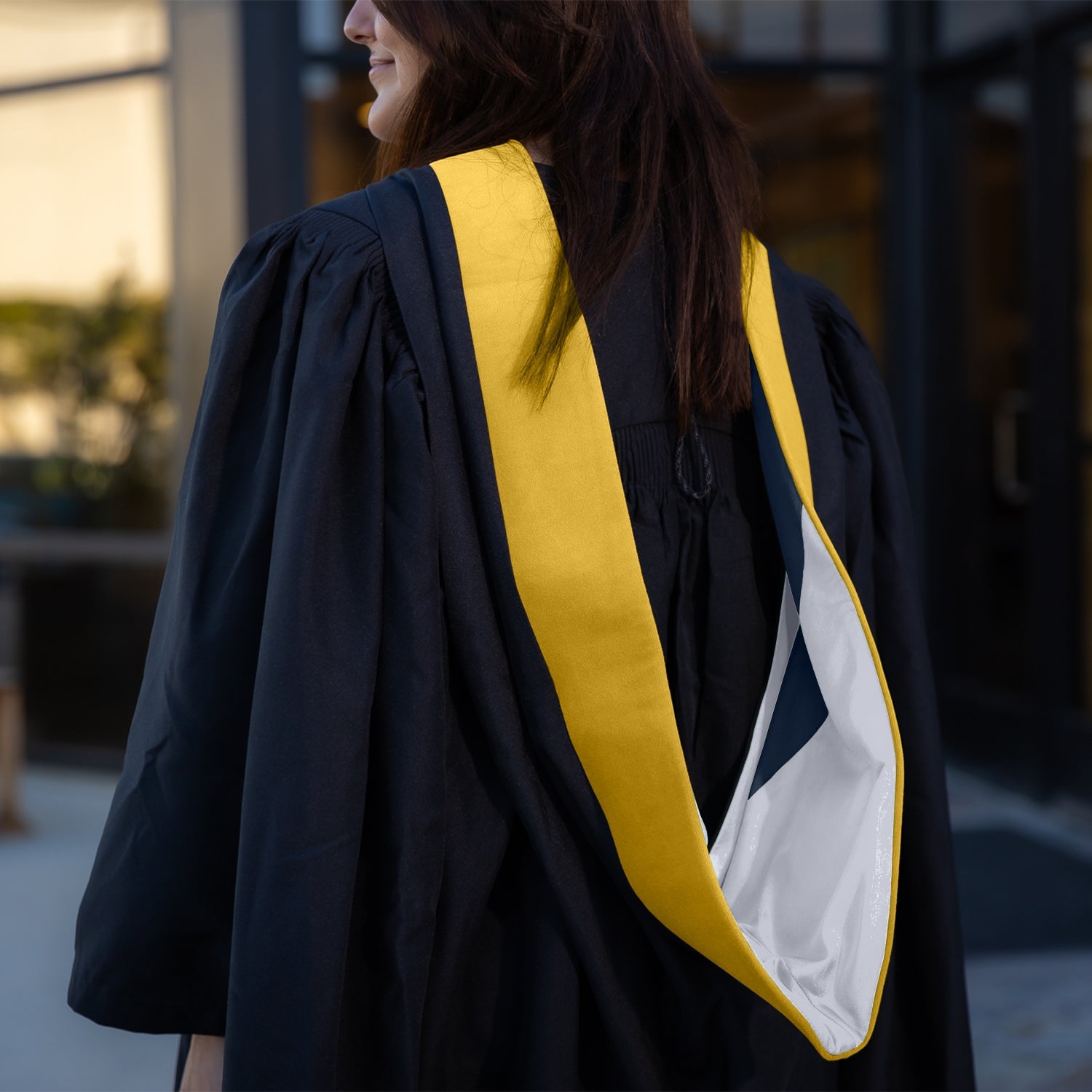 Masters Hood For Science, Mathematics, Political Science - Gold/Silver/Navy Blue - Endea Graduation