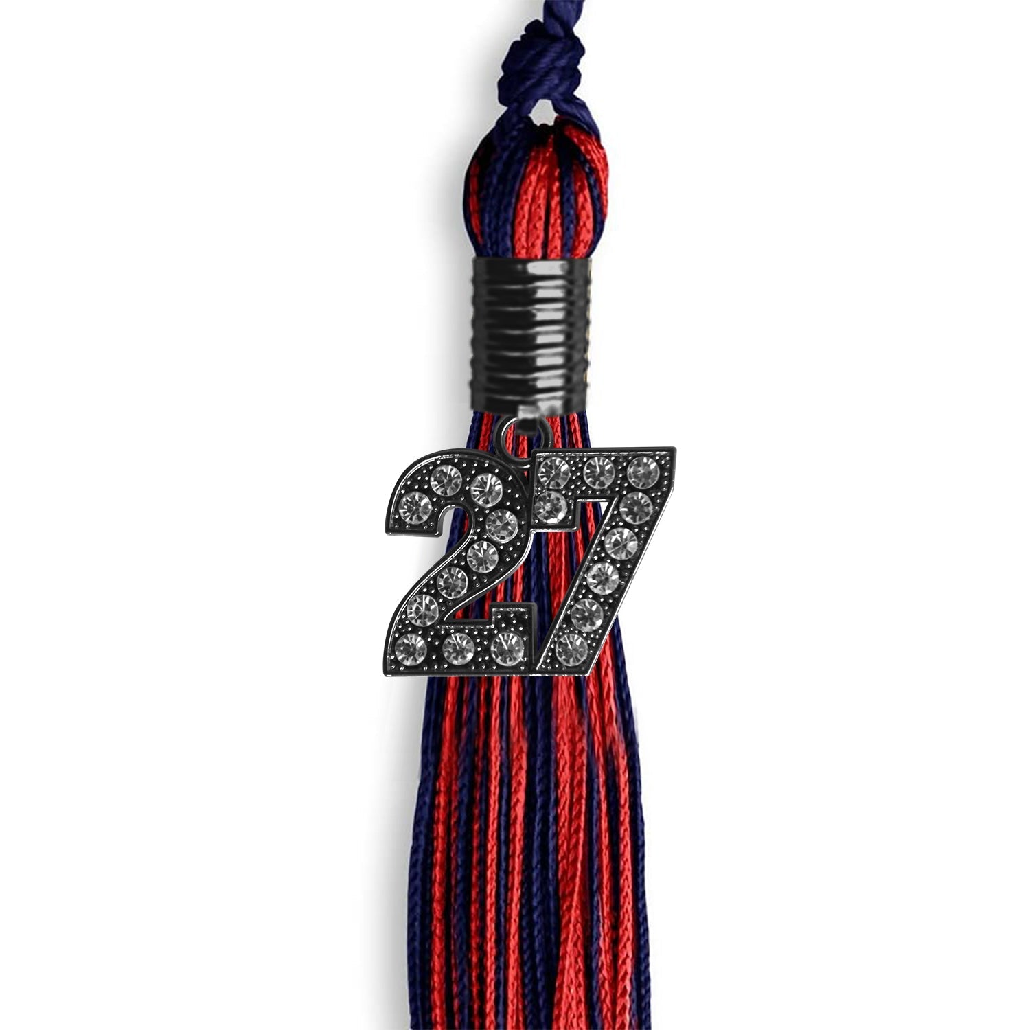 Navy Blue/Red Mixed Color Graduation Tassel with Black Date Drop - Endea Graduation