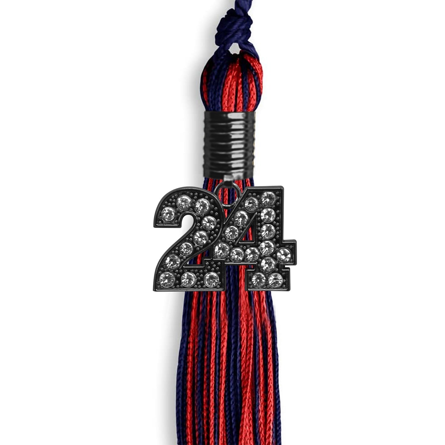 Navy Blue/Red Mixed Color Graduation Tassel with Black Date Drop - Endea Graduation