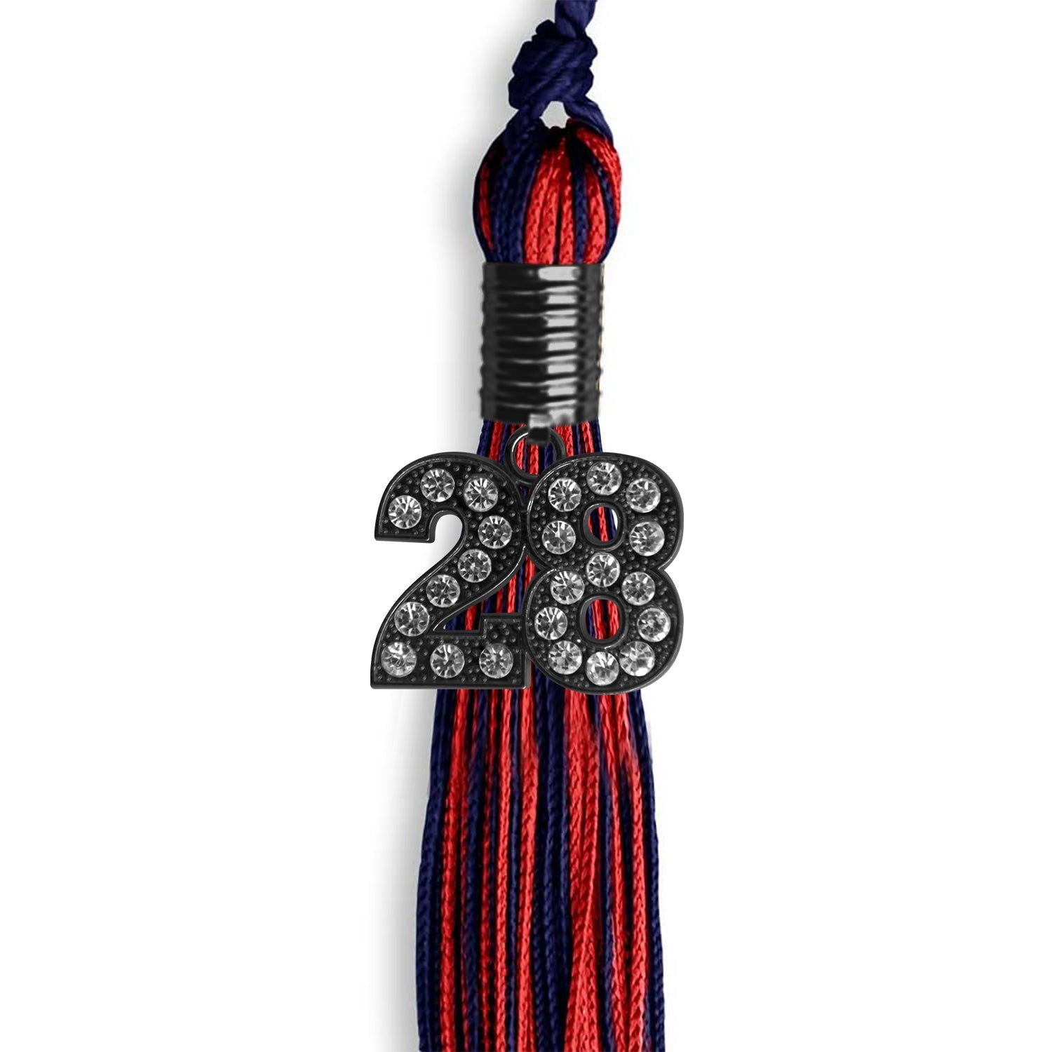 Navy Blue/Red Mixed Color Graduation Tassel with Black Date Drop - Endea Graduation
