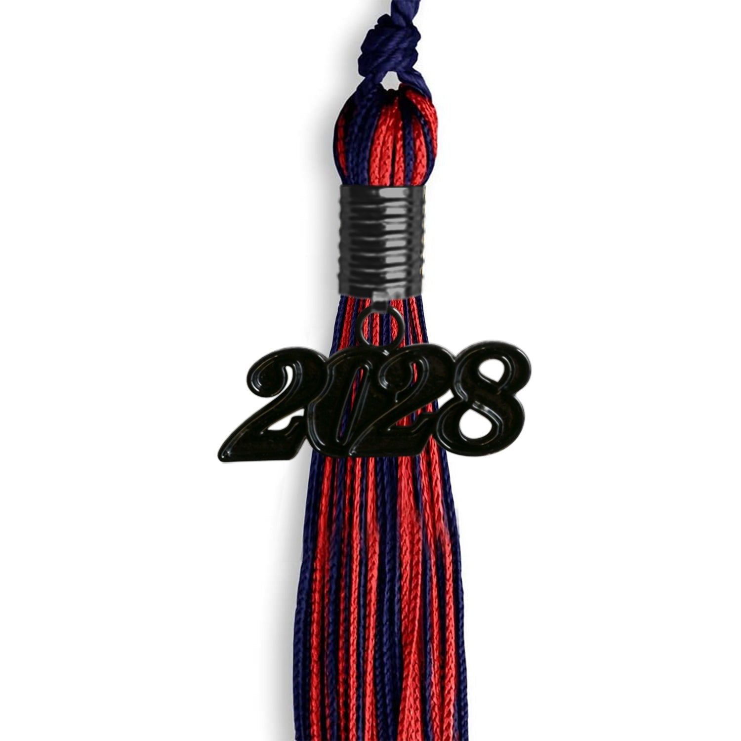 Navy Blue/Red Mixed Color Graduation Tassel with Black Date Drop - Endea Graduation
