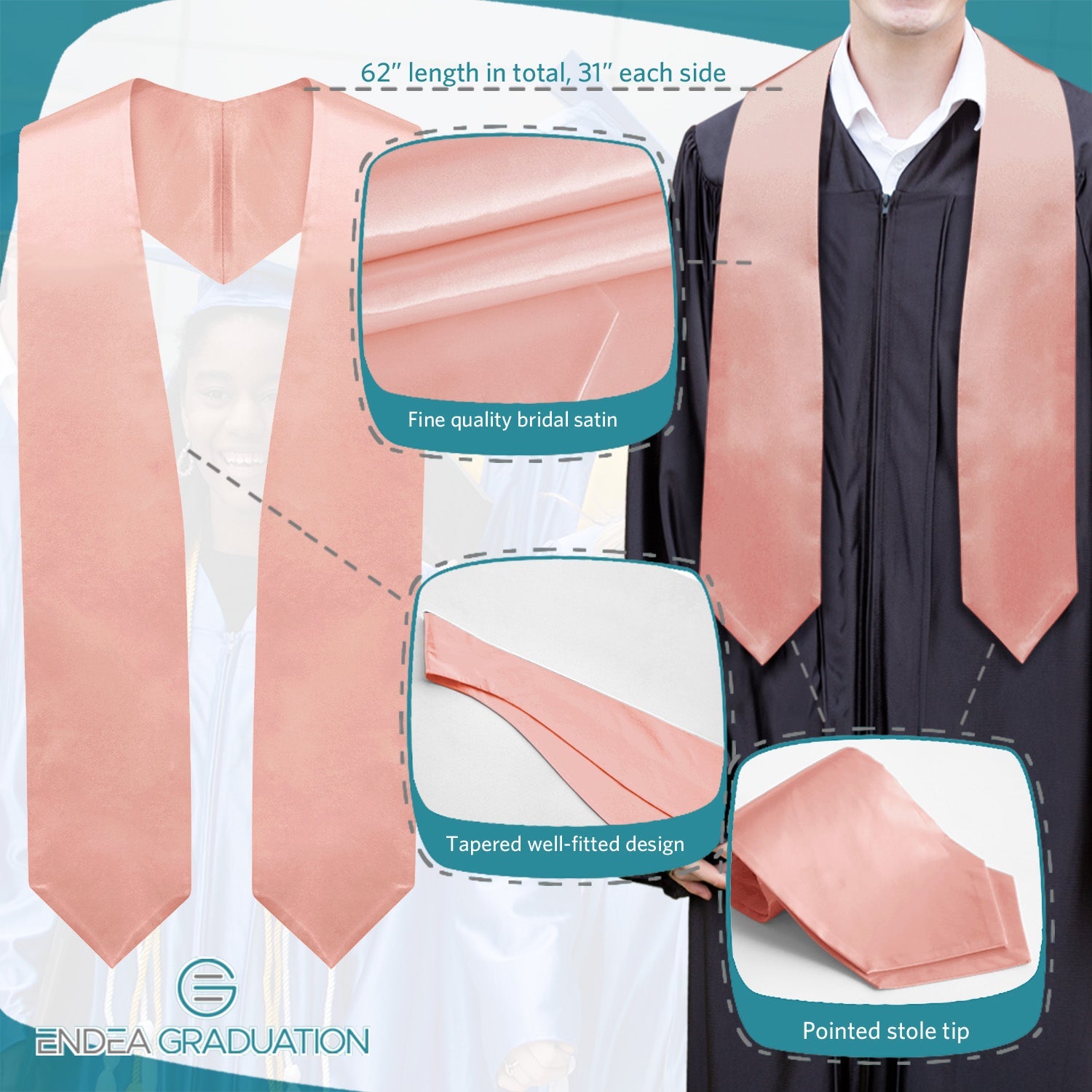 Pink Graduation Stole - Endea Graduation