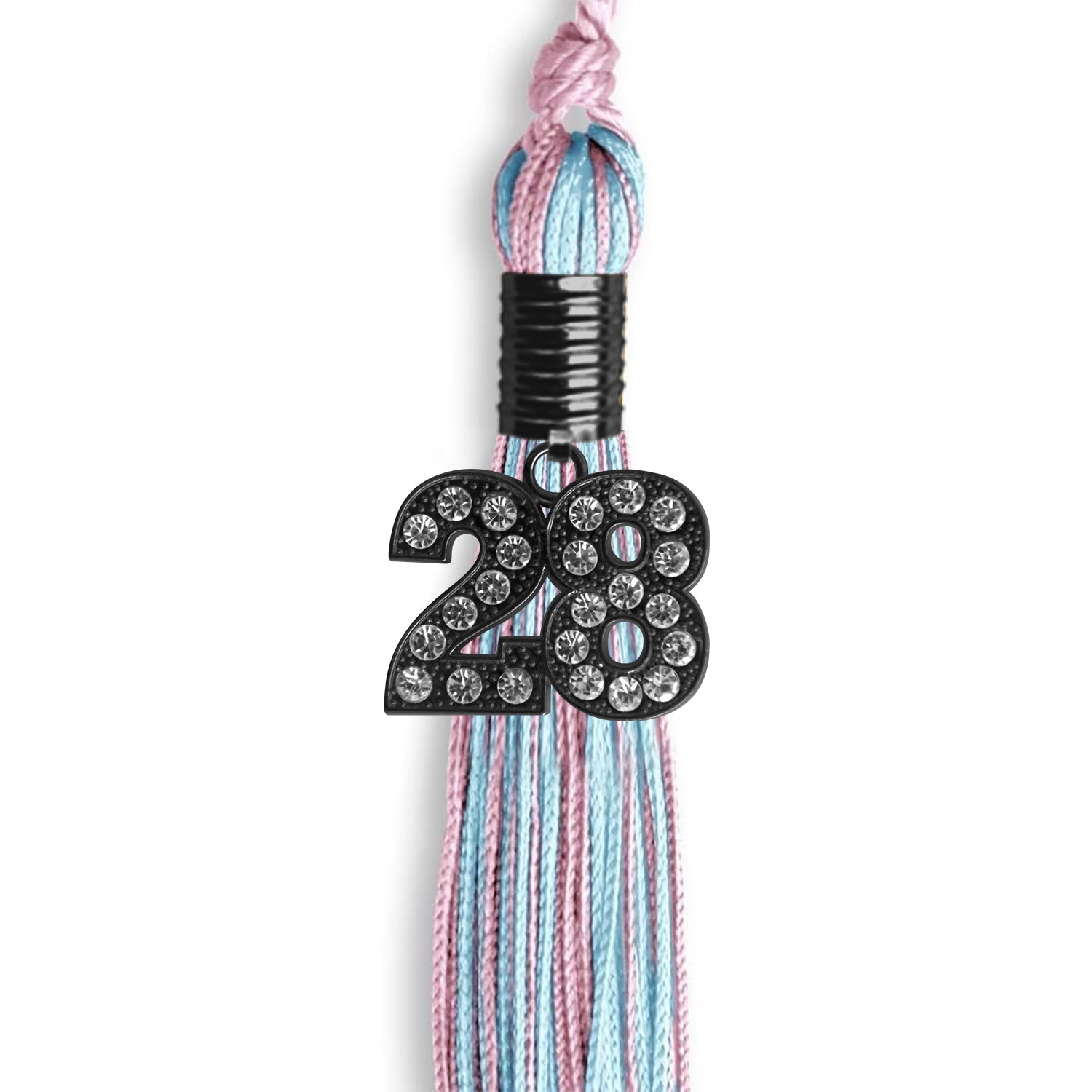 Pink/Light Blue Mixed Color Graduation Tassel with Black Date Drop - Endea Graduation