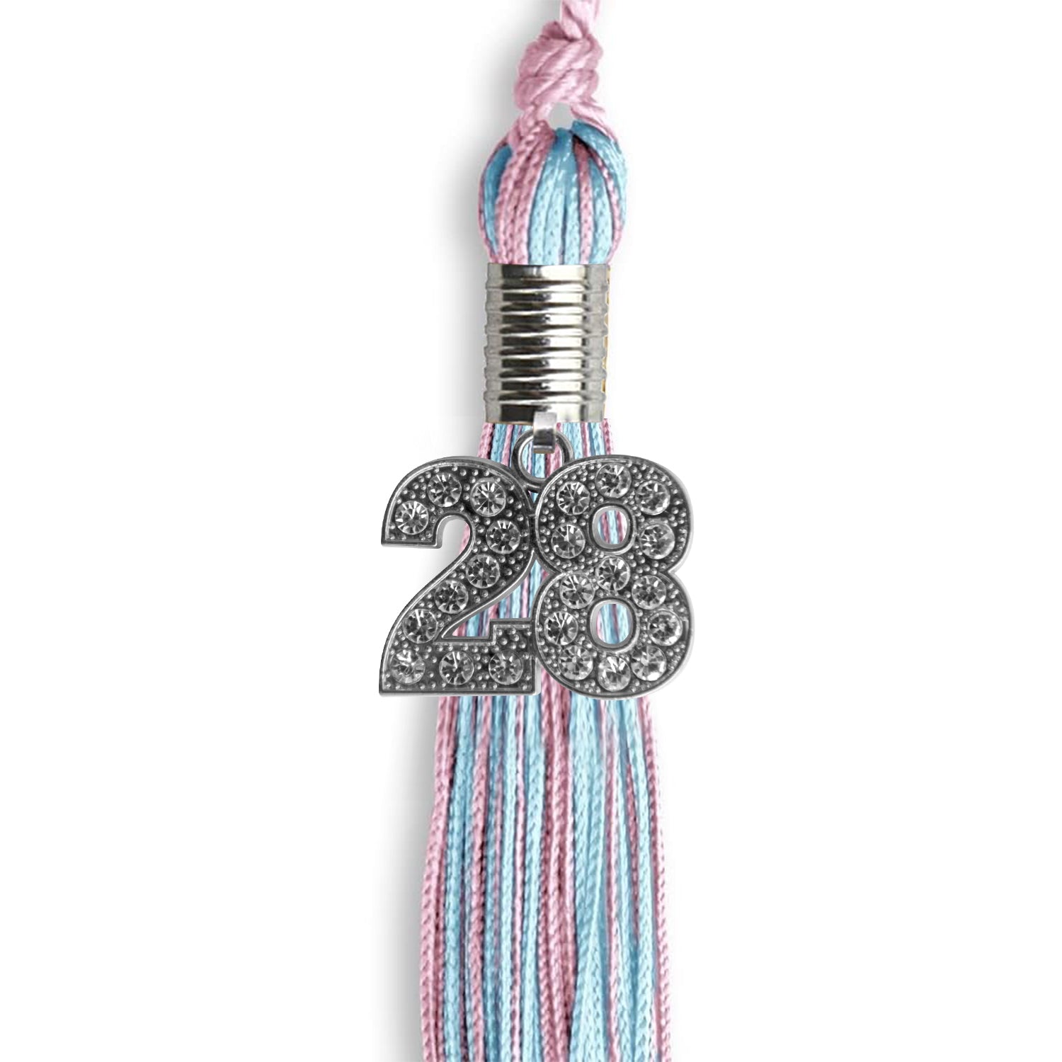 Pink/Light Blue Mixed Color Graduation Tassel with Silver Date Drop - Endea Graduation