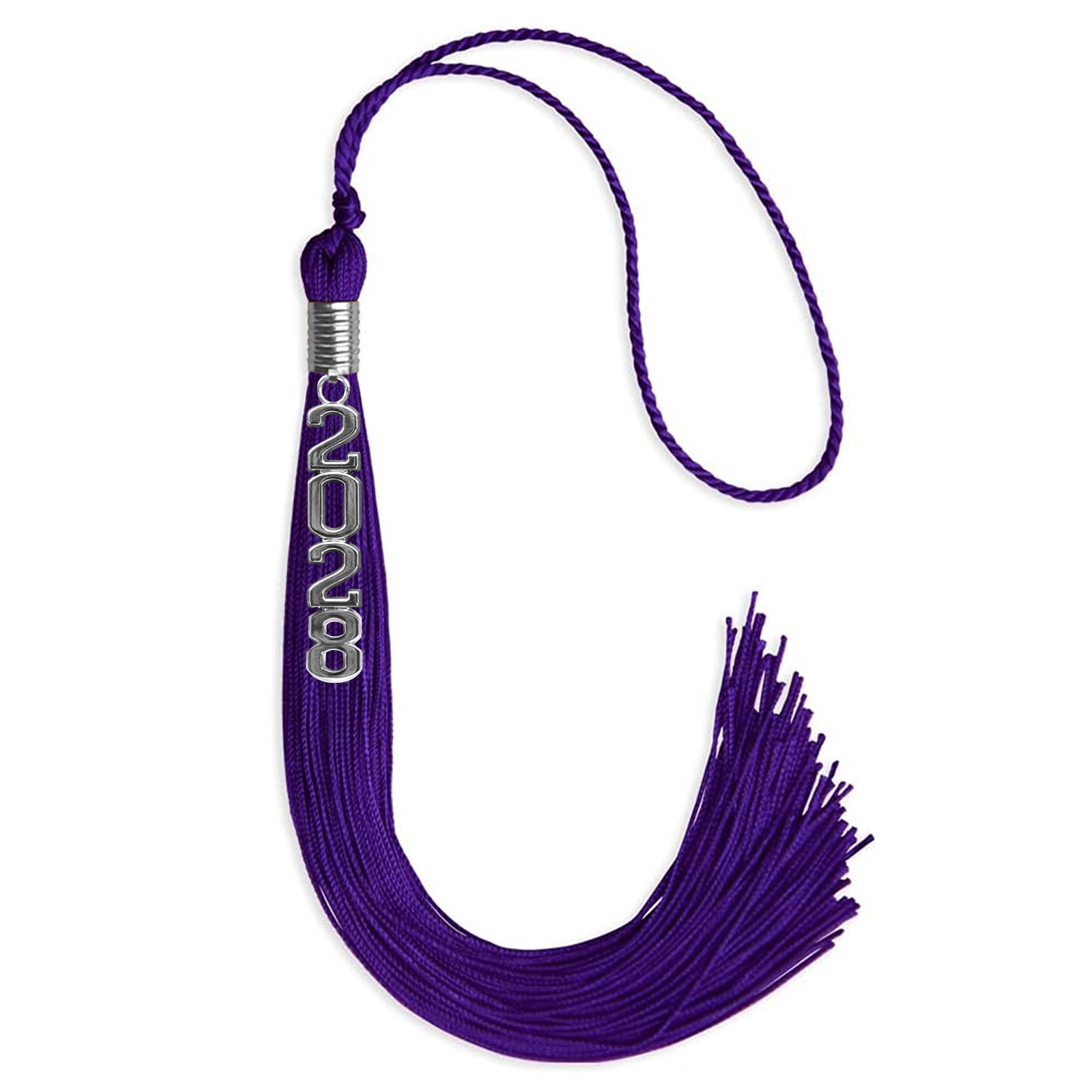 Purple Graduation Tassel with Silver Stacked Date Drop - Endea Graduation