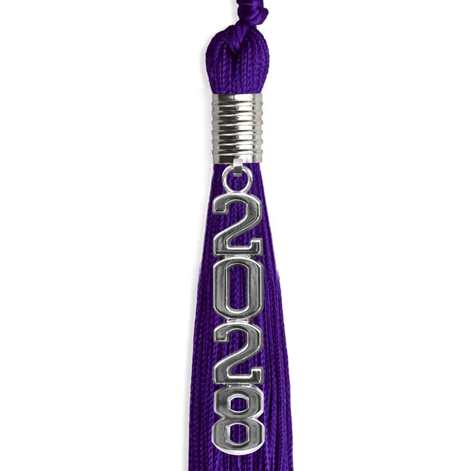 Purple Graduation Tassel with Silver Stacked Date Drop - Endea Graduation