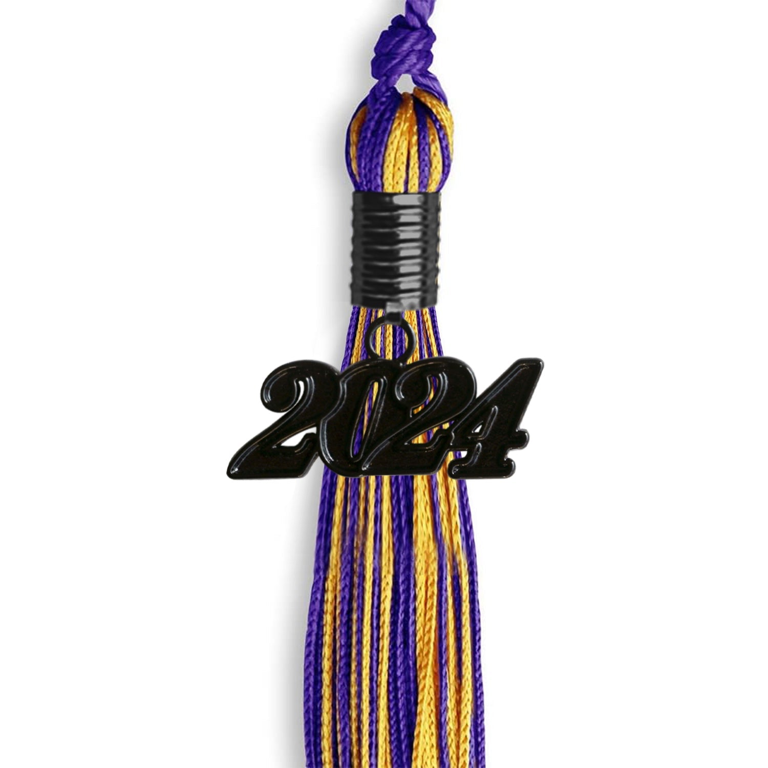 Purple/Gold Mixed Color Graduation Tassel with Black Date Drop - Endea Graduation